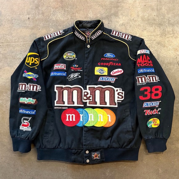 Nascar Other - Vintage JH Design M&M's NASCAR Racing Jacket Size Large Jeff Hamilton Style